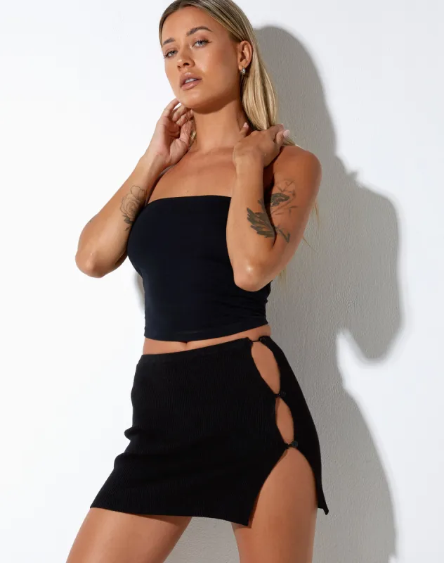 Piri Mini Skirt in Rib Knit Black sold by Motel Rocks