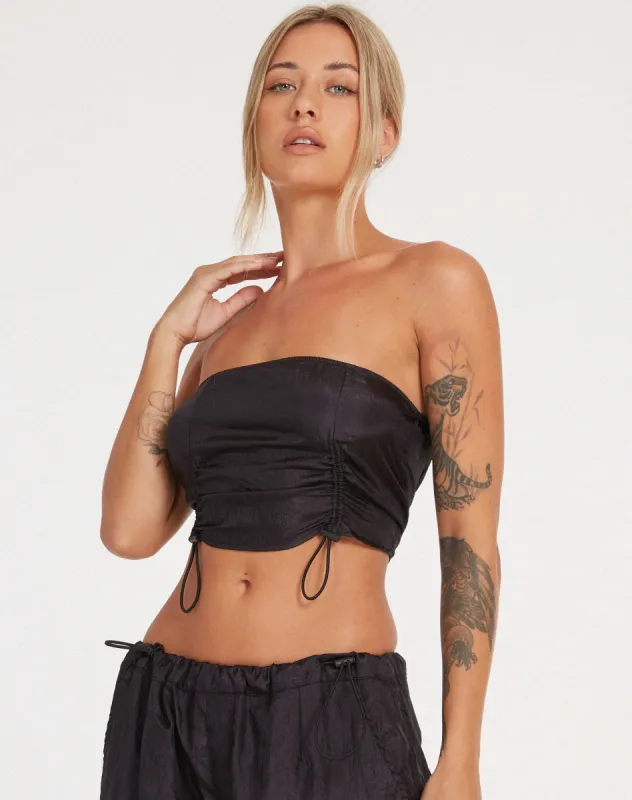 Isao Bandeau Top in Black sold by Motel Rocks