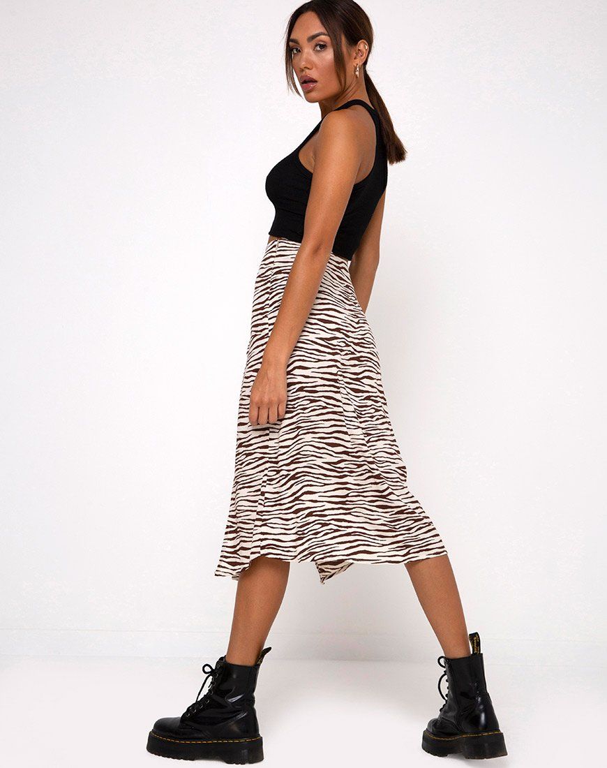 Malika Midi Skirt in Easy Tiger Cocoa sold by Motel Rocks product image thumbnail 2