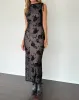 Estoria Midi Dress Black Rose Flock sold by Motel Rocks