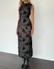 Estoria Midi Dress Black Rose Flock sold by Motel Rocks