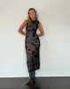 Estoria Midi Dress Black Rose Flock sold by Motel Rocks