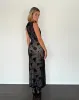 Estoria Midi Dress Black Rose Flock sold by Motel Rocks