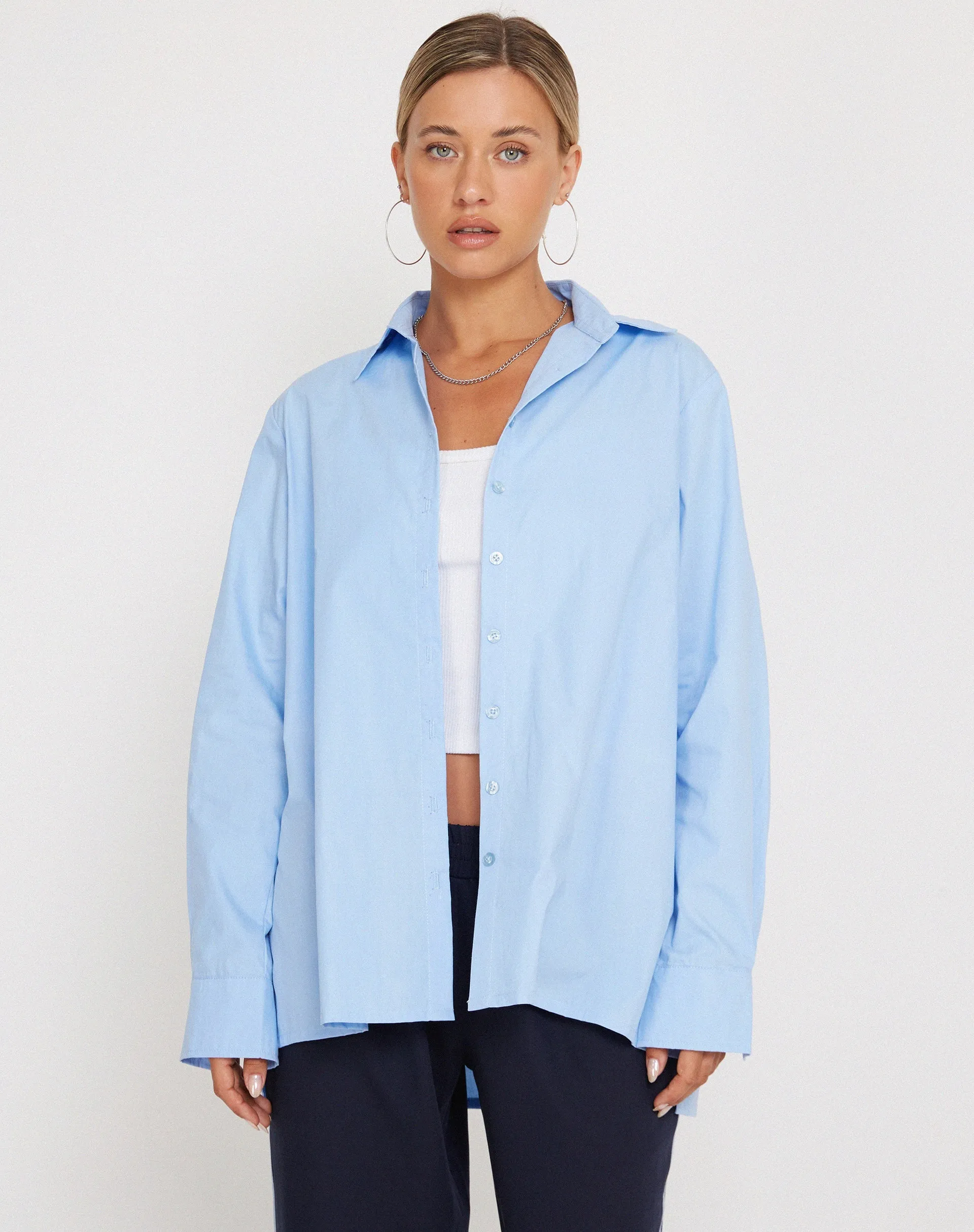 Mavis Button Up Shirt in Poplin Sky Blue sold by Motel Rocks product image thumbnail 5