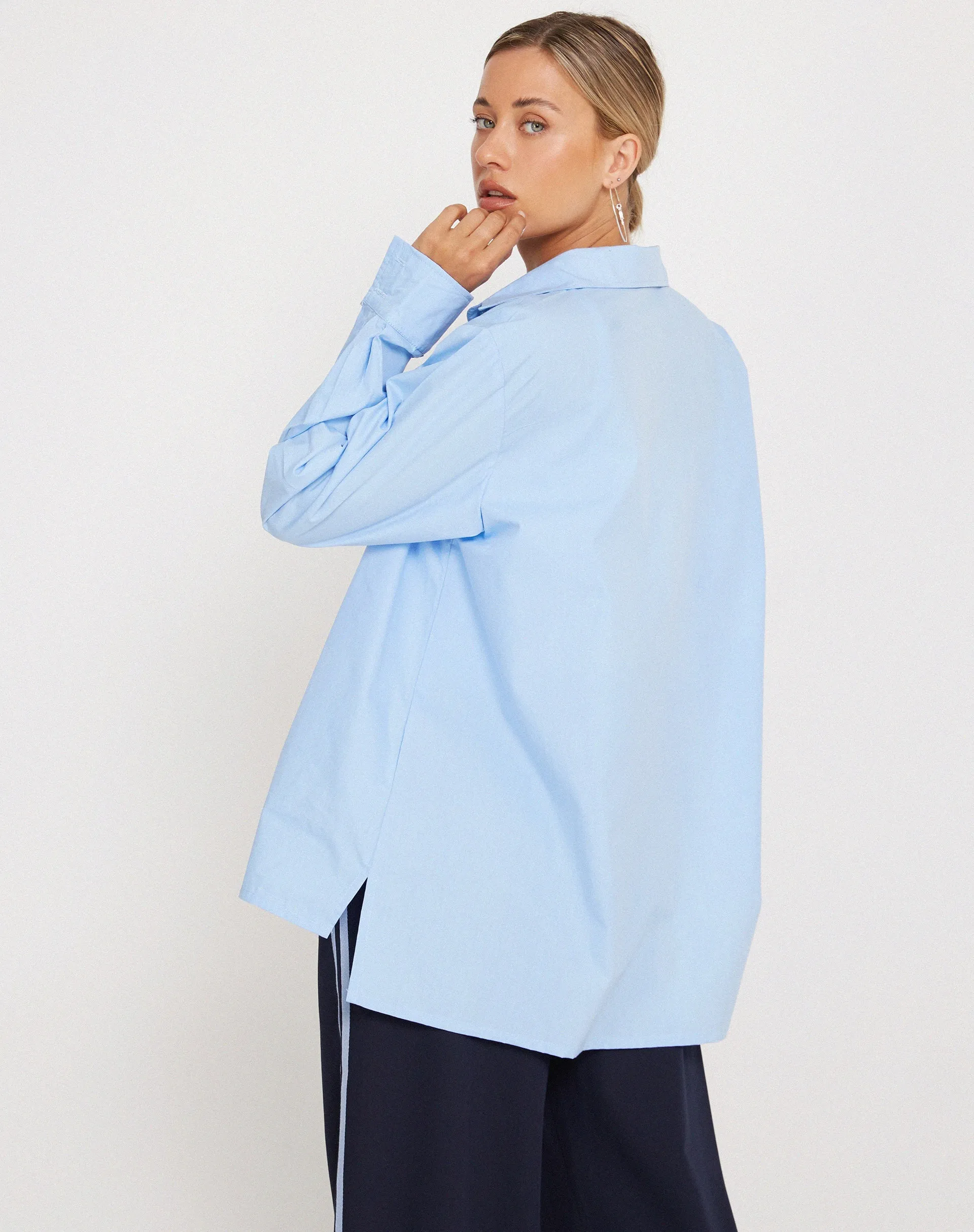 Mavis Button Up Shirt in Poplin Sky Blue sold by Motel Rocks product image thumbnail 4