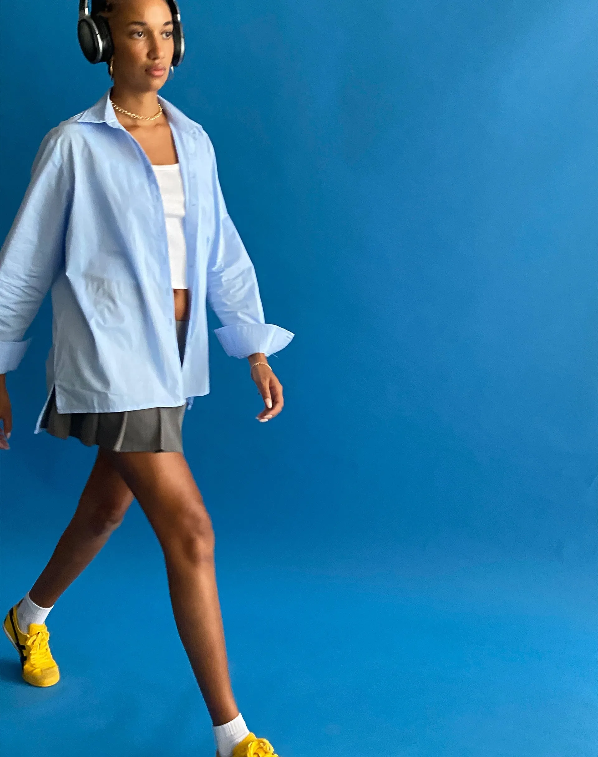 Mavis Button Up Shirt in Poplin Sky Blue sold by Motel Rocks product image thumbnail 2