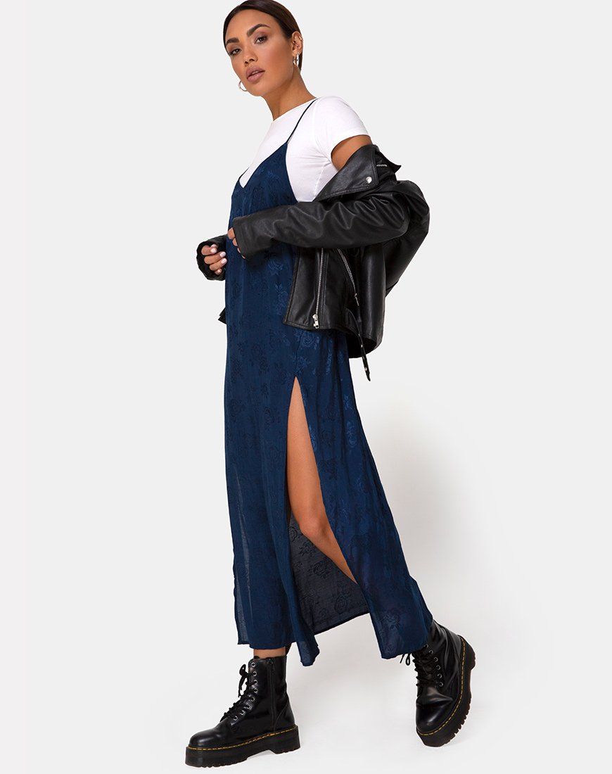 Hime Dress in Satin Blue Rose sold by Motel Rocks