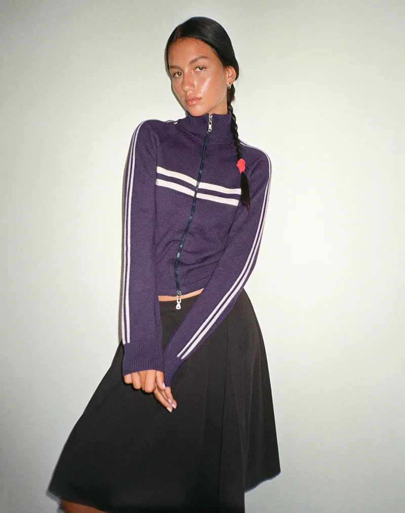 Talisa Sporty Zip Through Jacket In Charcoal with Light Grey Stripes sold by Motel Rocks product image thumbnail 3