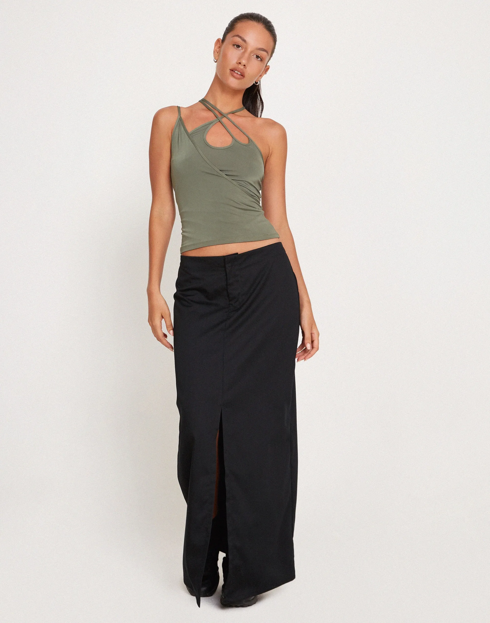 Giola Crop Top in Khaki sold by Motel Rocks product image thumbnail 3