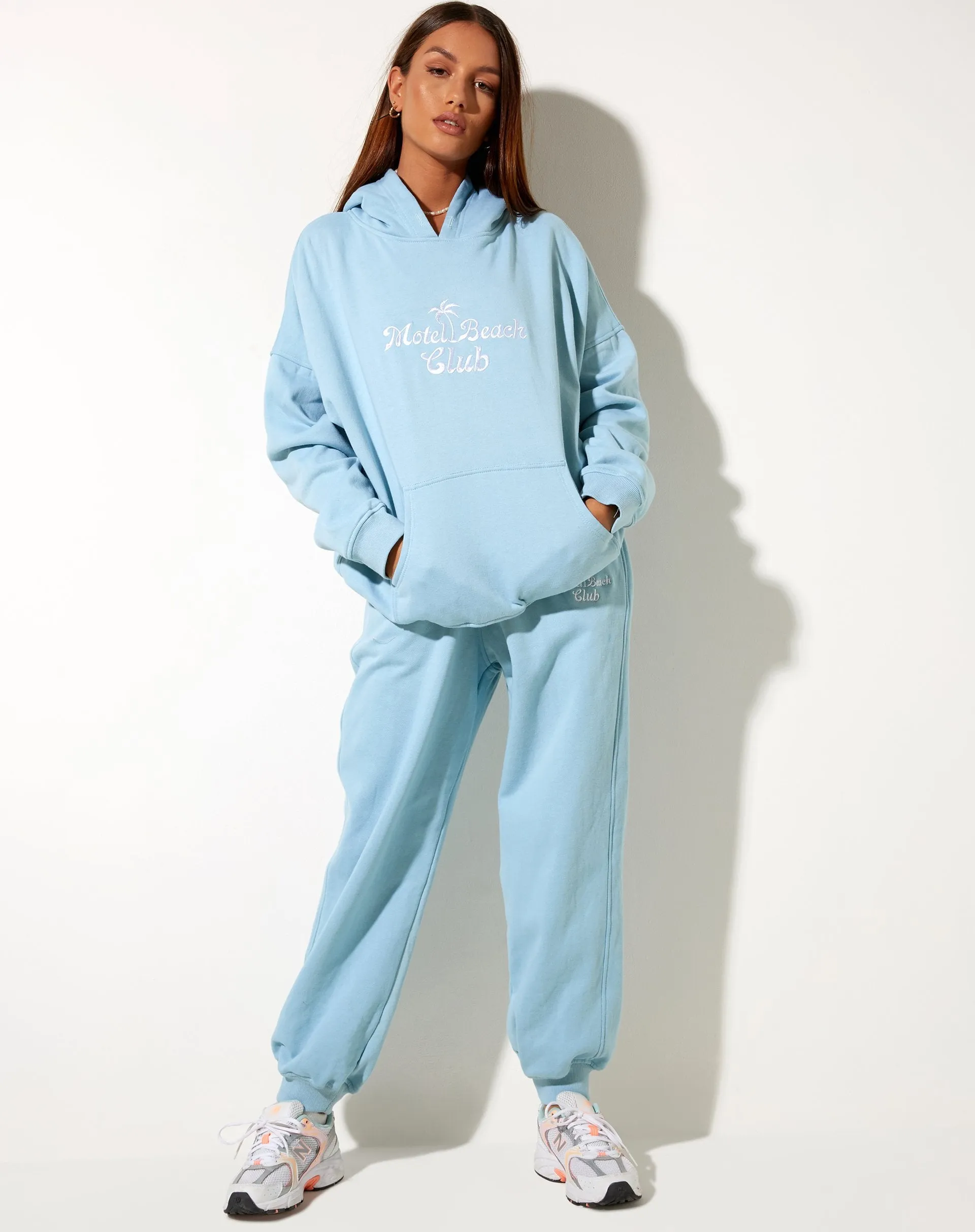 Oversize Hoodie in Nantucket Blue Motel Beach Club sold by Motel Rocks product image thumbnail 3
