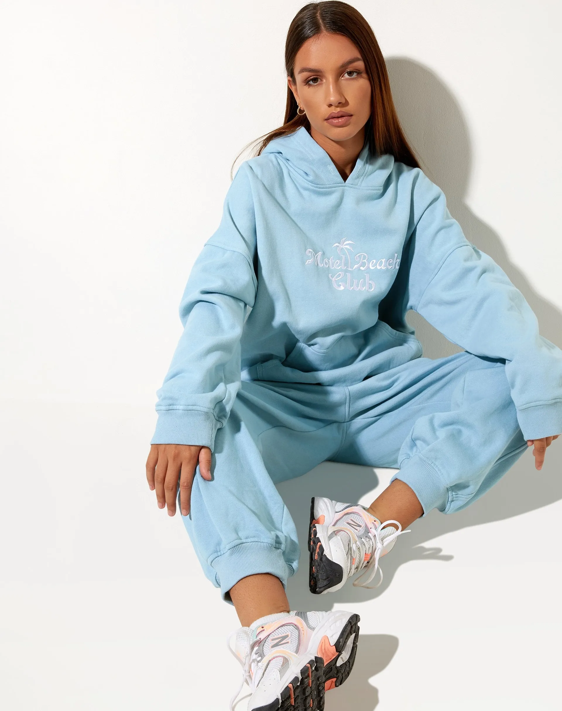 Oversize Hoodie in Nantucket Blue Motel Beach Club sold by Motel Rocks product image thumbnail 4