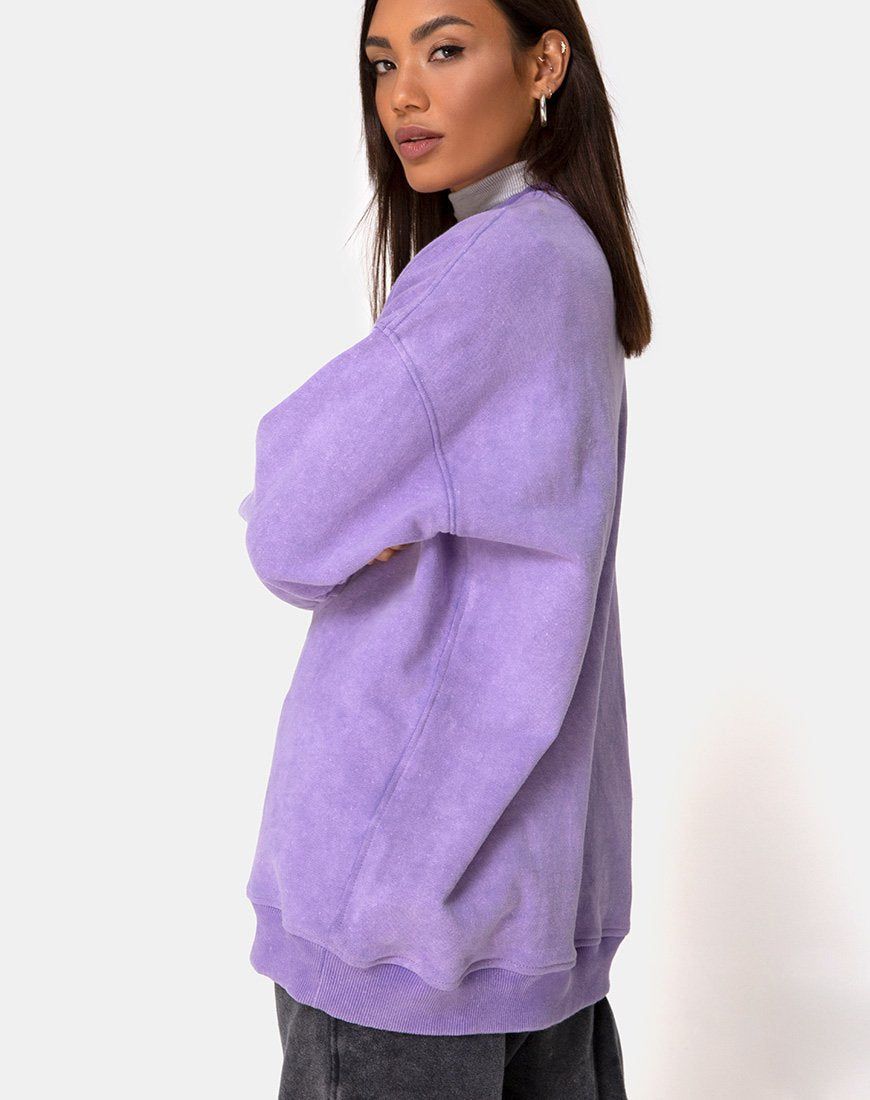 Glo Sweatshirt in Lilac Wash with Dragon Embro sold by Motel Rocks product image thumbnail 3