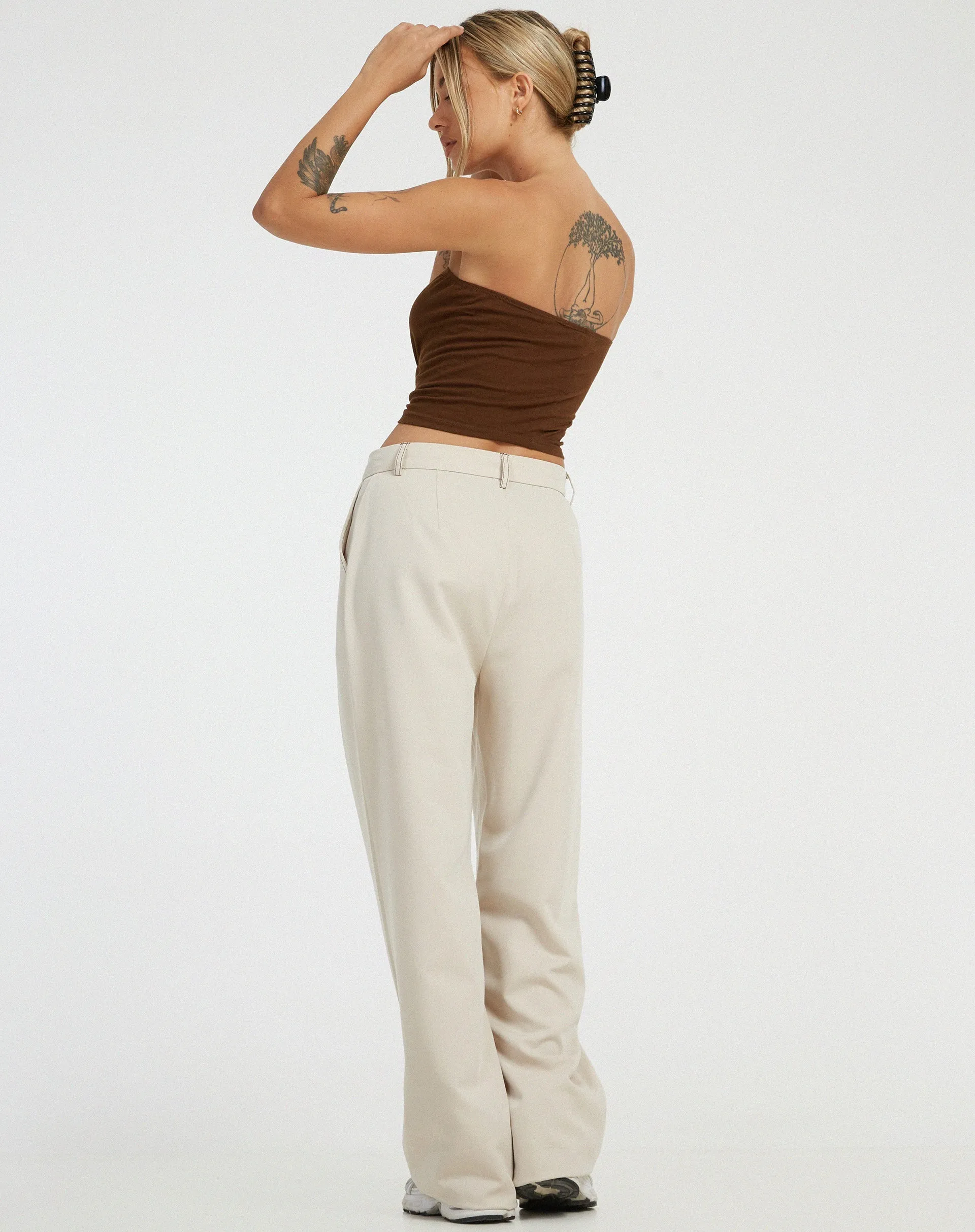 Albus Trouser in Ecru Brown Stitch sold by Motel Rocks product image thumbnail 4