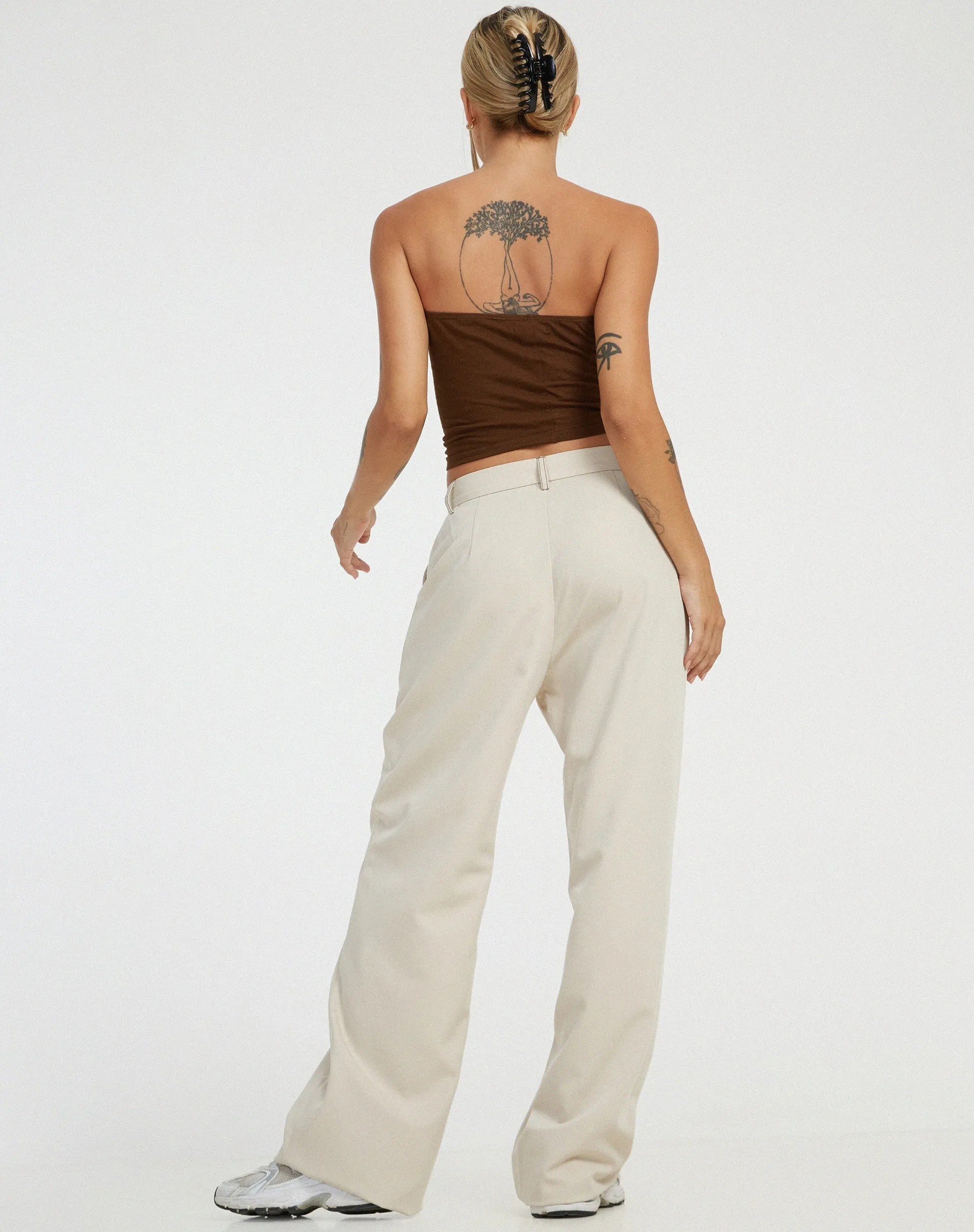 Albus Trouser in Ecru Brown Stitch sold by Motel Rocks product image thumbnail 5