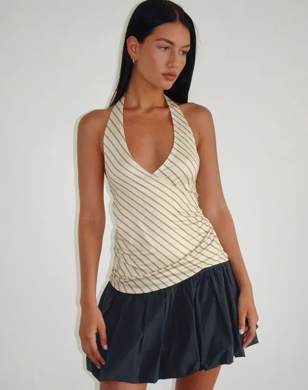 Fayez Slinky Top in Yellow Diagonal Stripe sold by Motel Rocks