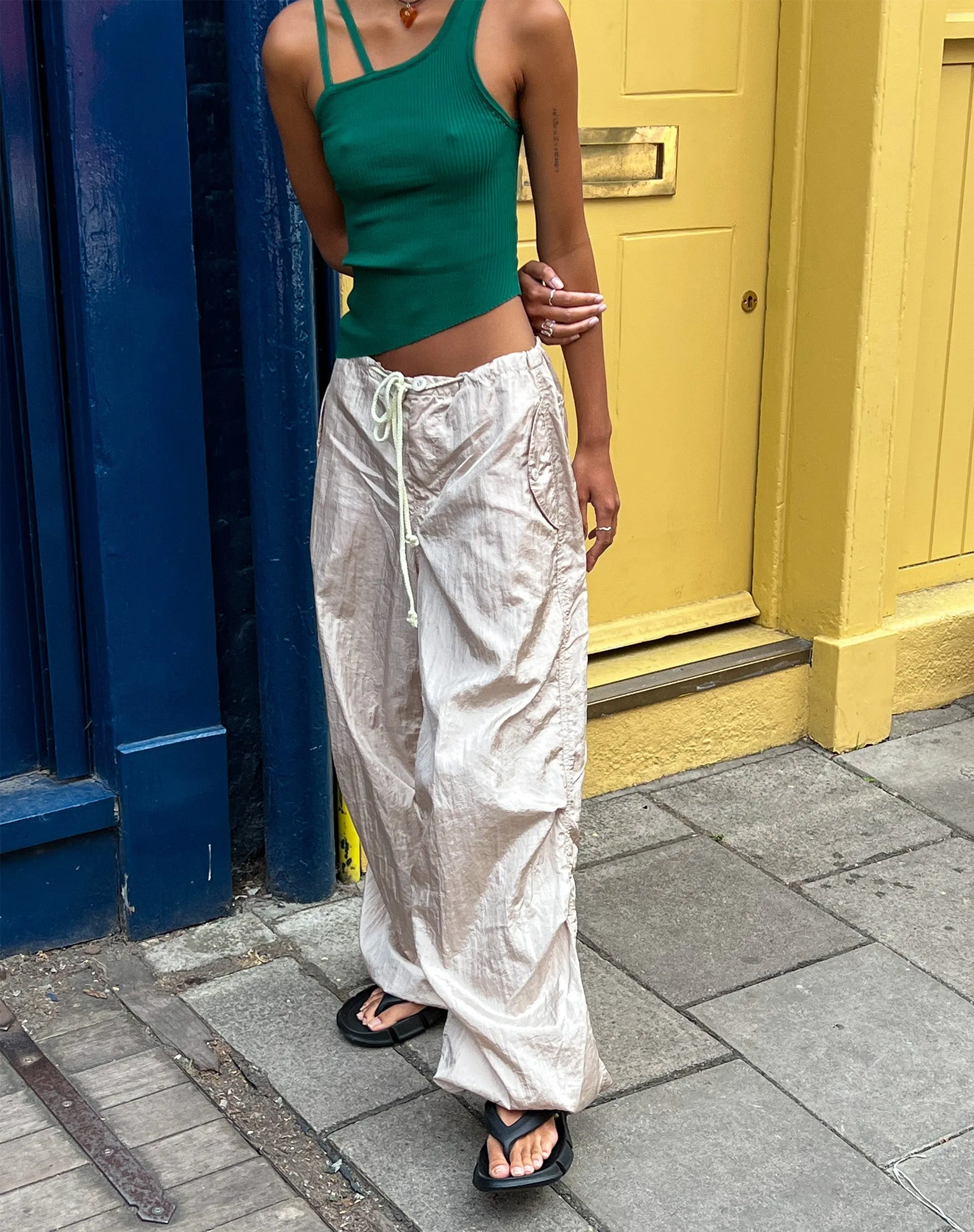 Chute Trouser in Parachute Almond Milk sold by Motel Rocks