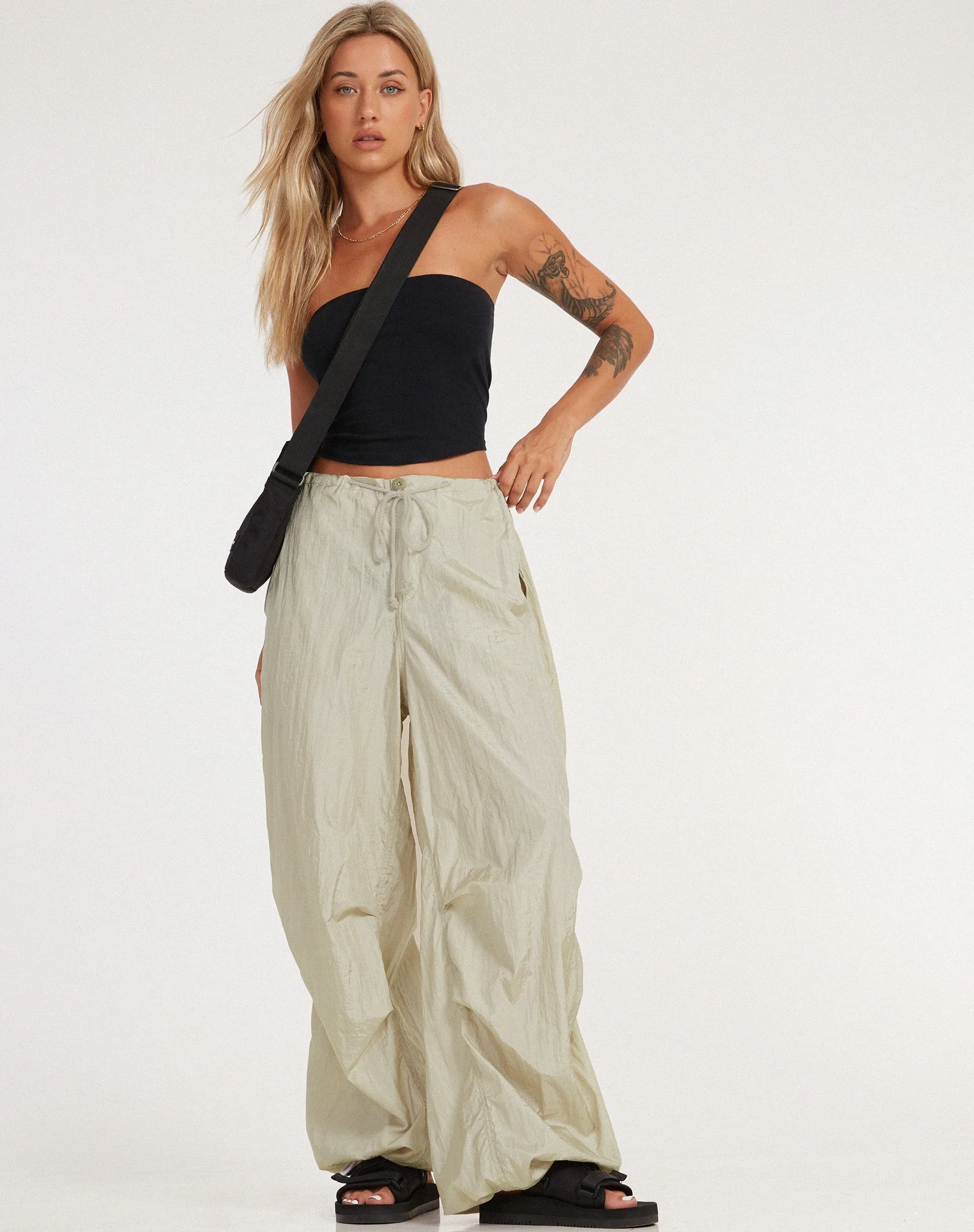 Chute Trouser in Parachute Almond Milk sold by Motel Rocks product image thumbnail 5