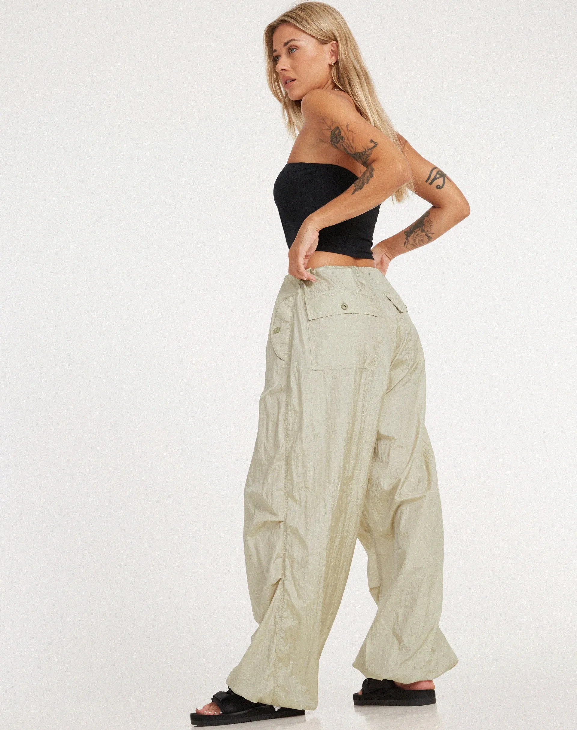 Chute Trouser in Parachute Almond Milk sold by Motel Rocks product image thumbnail 3