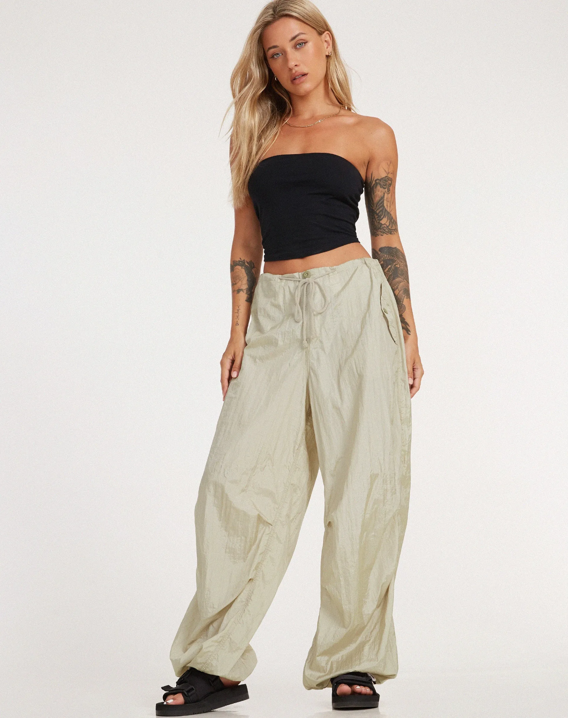 Chute Trouser in Parachute Almond Milk sold by Motel Rocks product image thumbnail 2