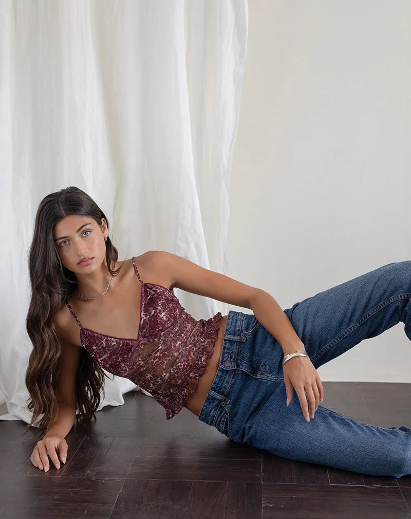 Rumaysa Top in Printed Lace and Abstract Leopard Spots sold by Motel Rocks product image thumbnail 4