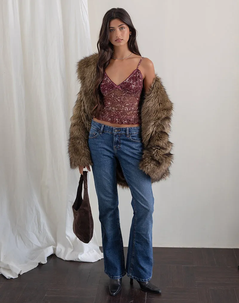 Rumaysa Top in Printed Lace and Abstract Leopard Spots sold by Motel Rocks product image thumbnail 5