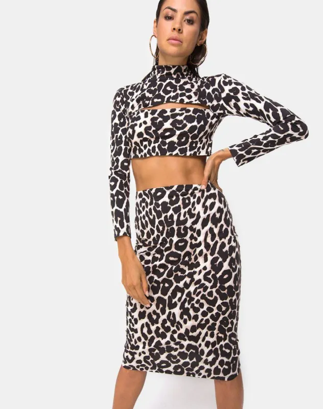 Bobby Midi Skirt in Oversize Jaguar sold by Motel Rocks
