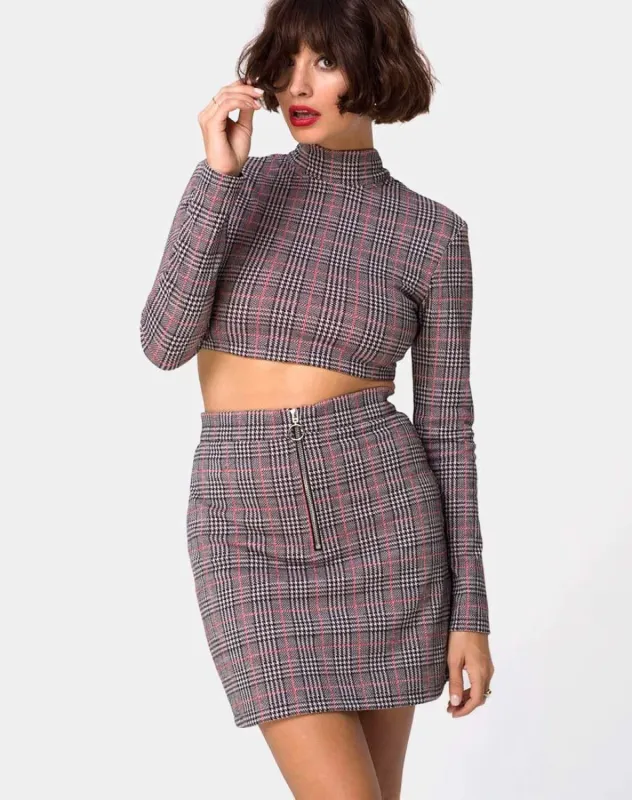 Bronti Mini Skirt in Charles Check Blush sold by Motel Rocks