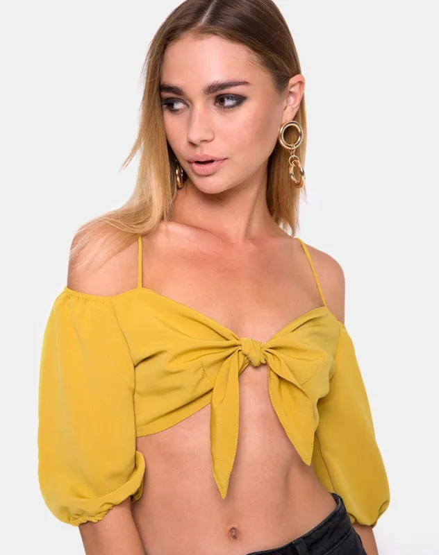 Kavon Crop Top in Mustard sold by Motel Rocks