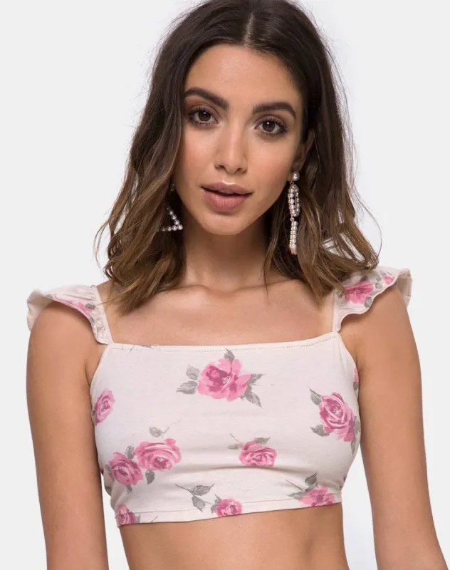 Chapslee Crop Top in Rose Blossom sold by Motel Rocks