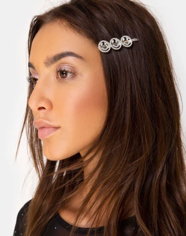 Hair Clip with Silver Smiley Face sold by Motel Rocks
