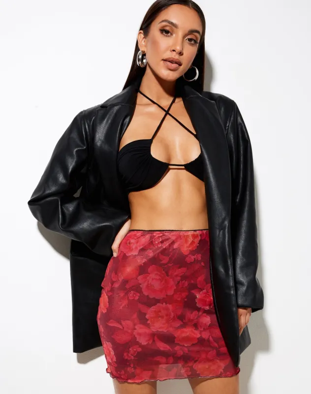 Kinnie Mini Skirt in Rough Rose Burgundy sold by Motel Rocks