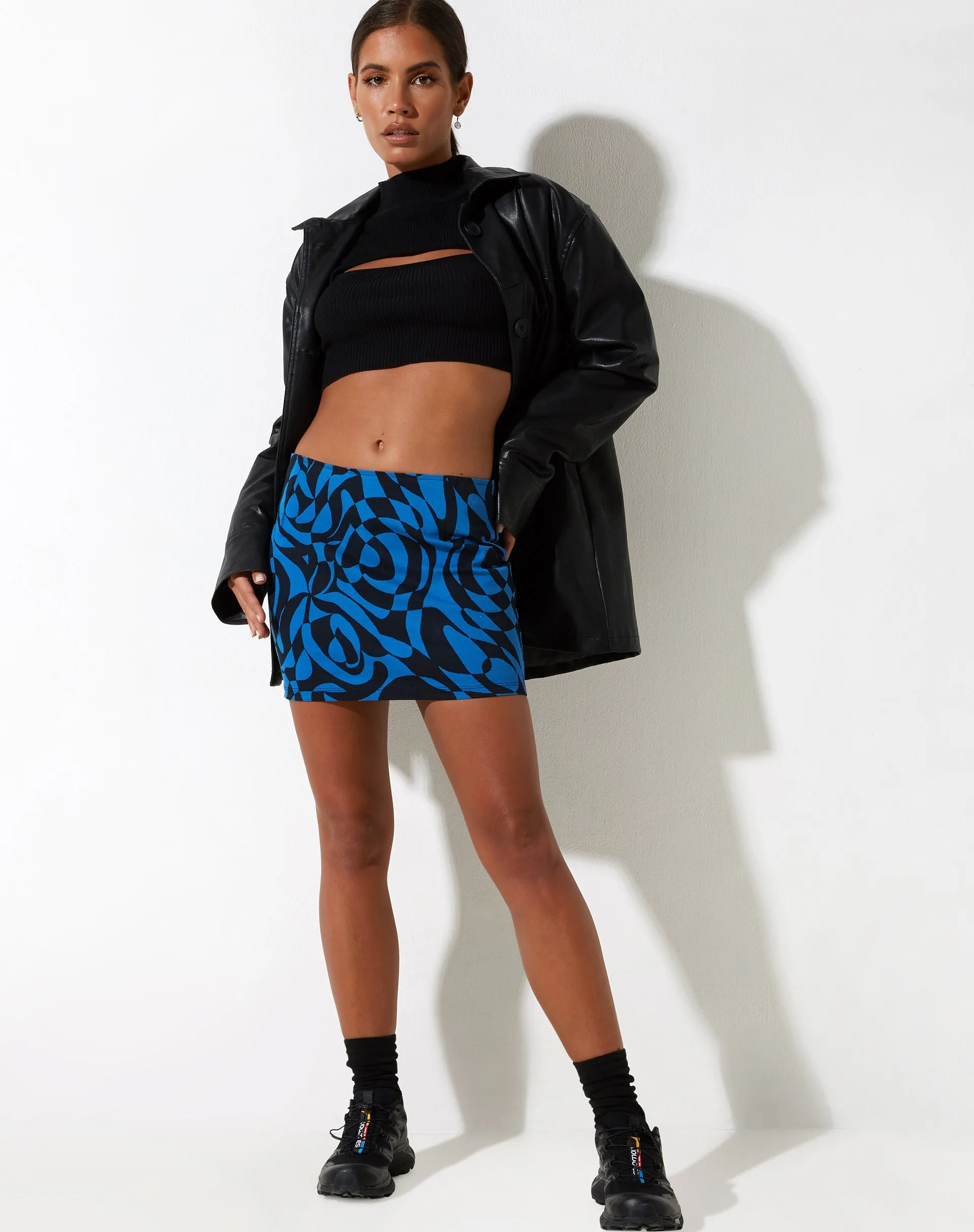 Ima Mini Skirt in Irregular Optic Blue sold by Motel Rocks product image thumbnail 4