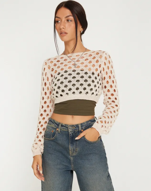 Kansaya Crop Top in Beige sold by Motel Rocks