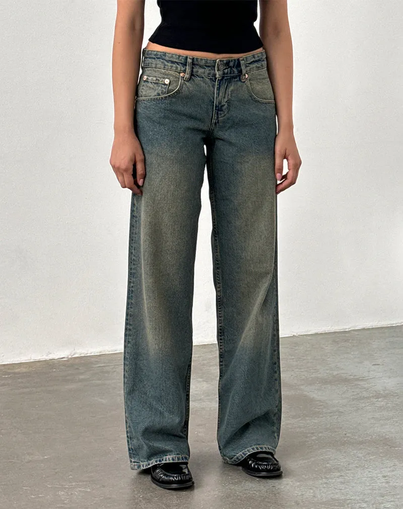 Low Rise Parallel Jeans in Brown Blue Acid sold by Motel Rocks