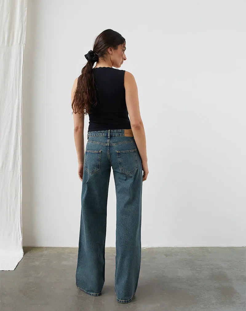 Low Rise Parallel Jeans in Brown Blue Acid sold by Motel Rocks product image thumbnail 5