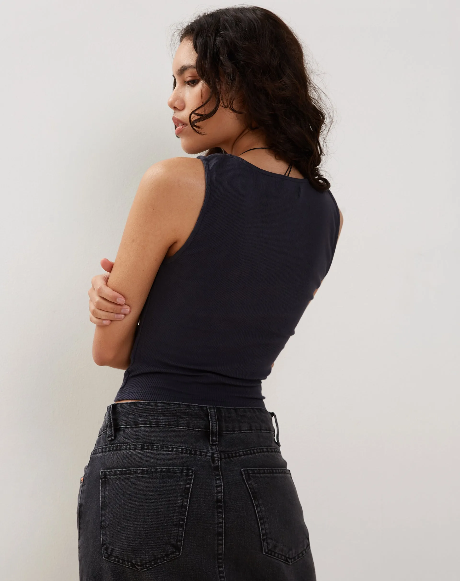 Jastio Vest Top in Ocean Storm Ribbed Jersey sold by Motel Rocks product image thumbnail 3