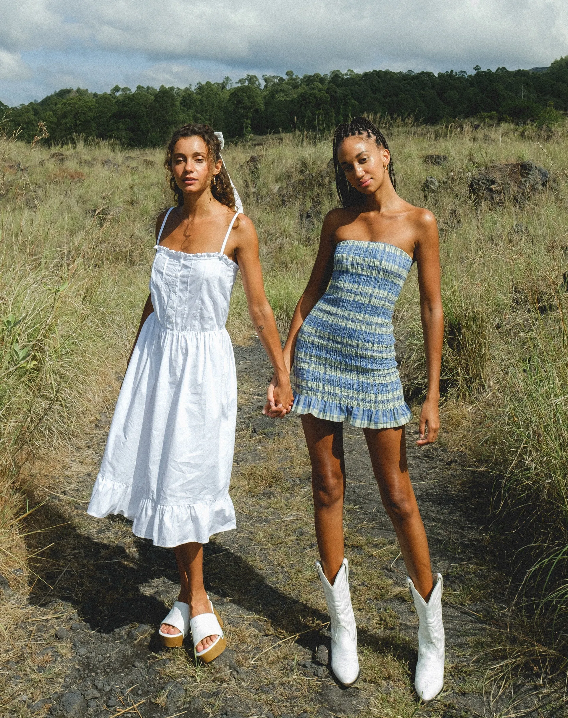 Takiyo Mini Dress in Colourpop Check Green and Blue sold by Motel Rocks product image thumbnail 2