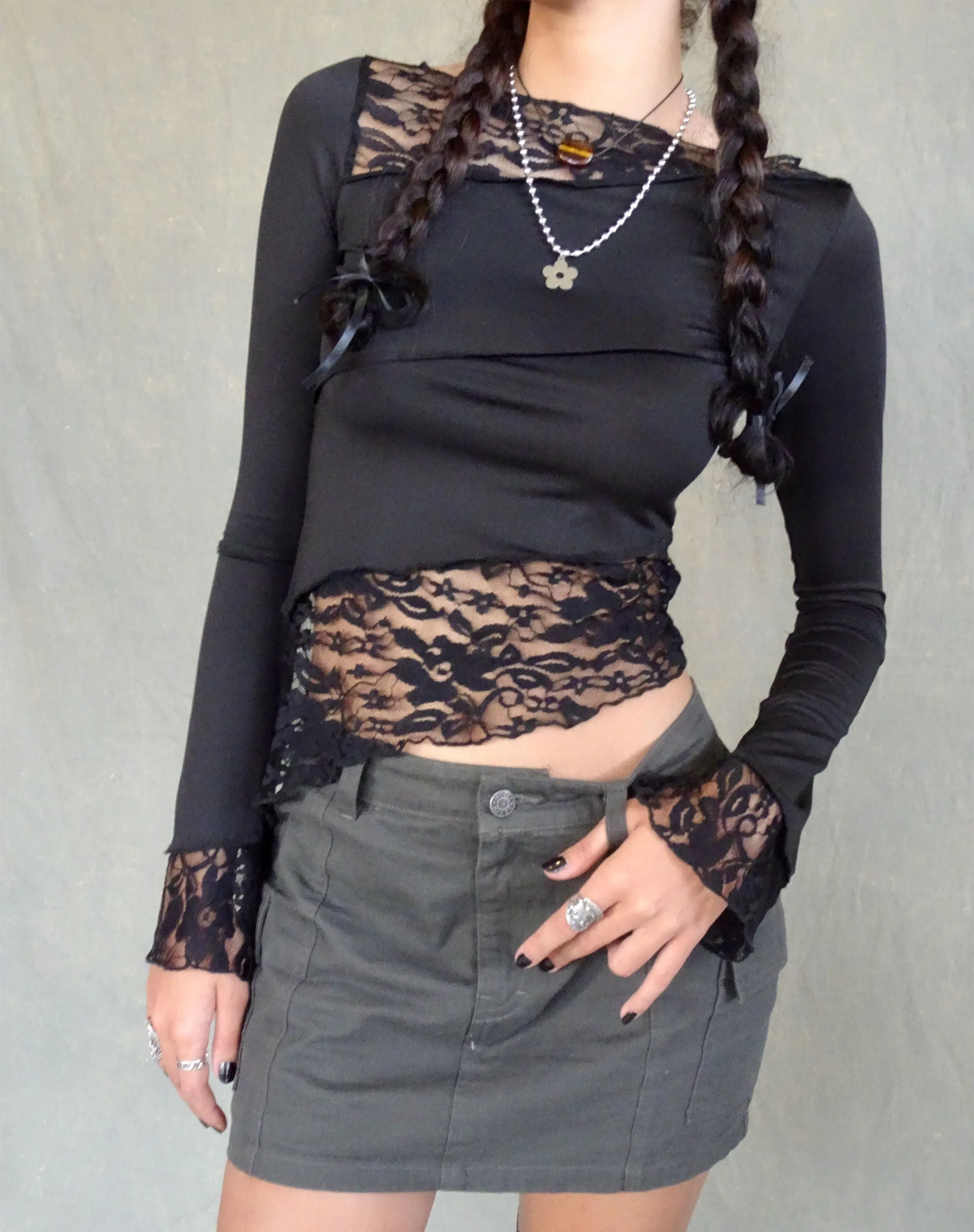 Lucca Long Sleeve Top in Lace Black sold by Motel Rocks product image thumbnail 4