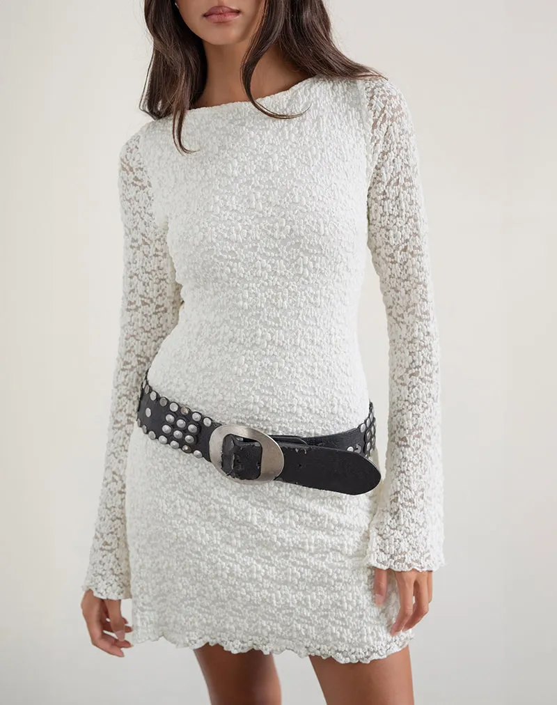 Sevila Long Sleeve Dress in Bubble Lace Ivory sold by Motel Rocks product image thumbnail 2