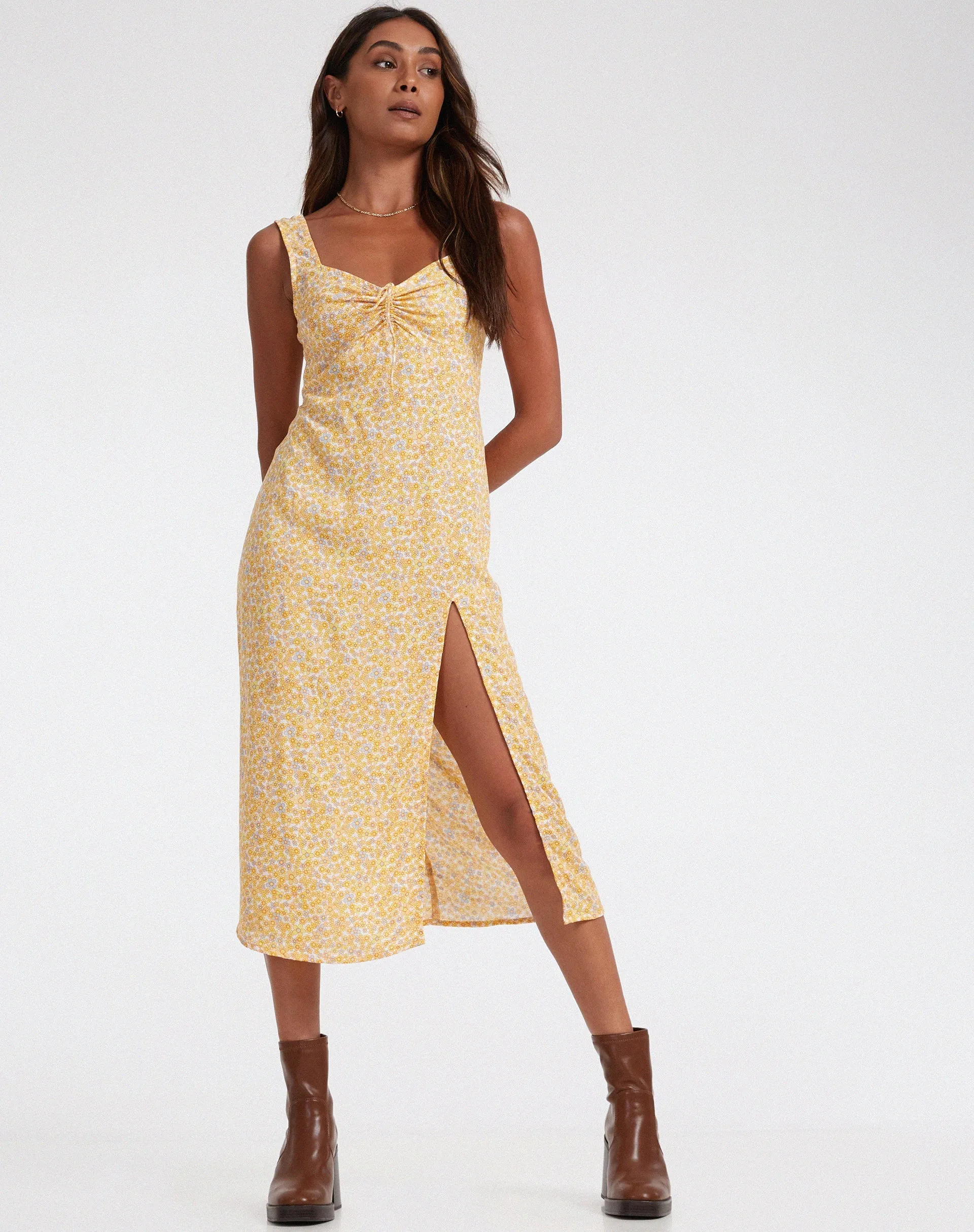 Jorie Midi Dress in Flower Garden Yellow sold by Motel Rocks product image thumbnail 5