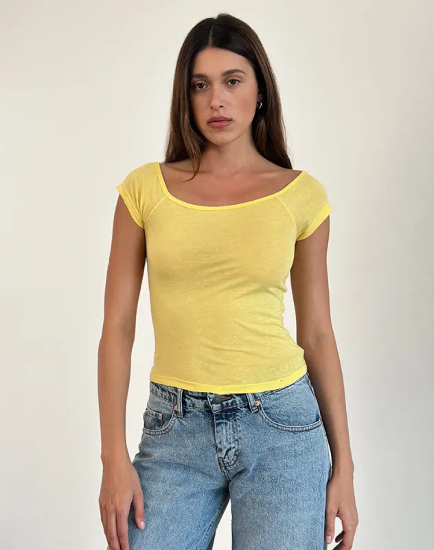 Charya Off Shoulder Top in Lemonade sold by Motel Rocks