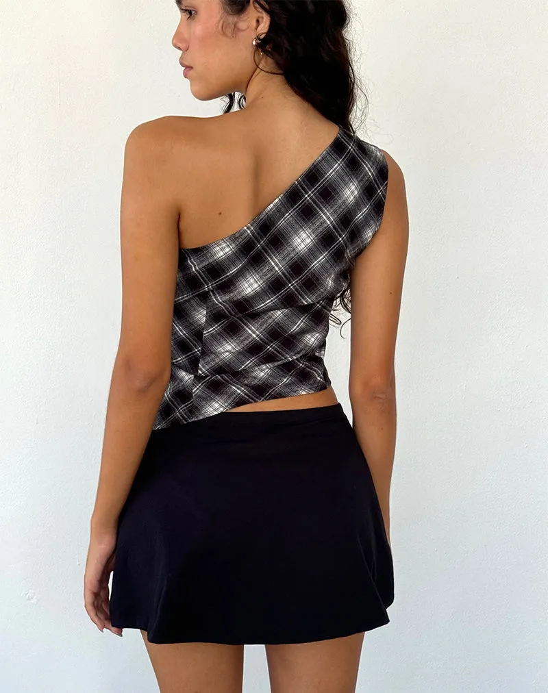 Harini One Shoulder Top in Black White Check sold by Motel Rocks product image thumbnail 4