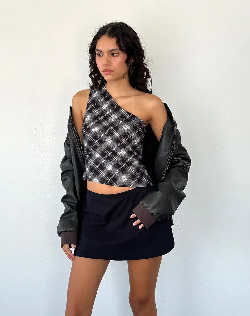 Harini One Shoulder Top in Black White Check sold by Motel Rocks product image thumbnail 3
