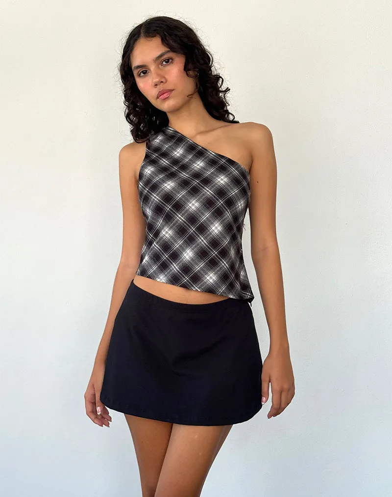 Harini One Shoulder Top in Black White Check sold by Motel Rocks product image thumbnail 2