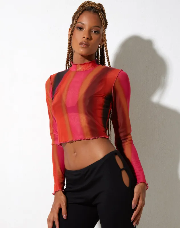 Lathia Crop Top in Solarized Orange and Pink sold by Motel Rocks
