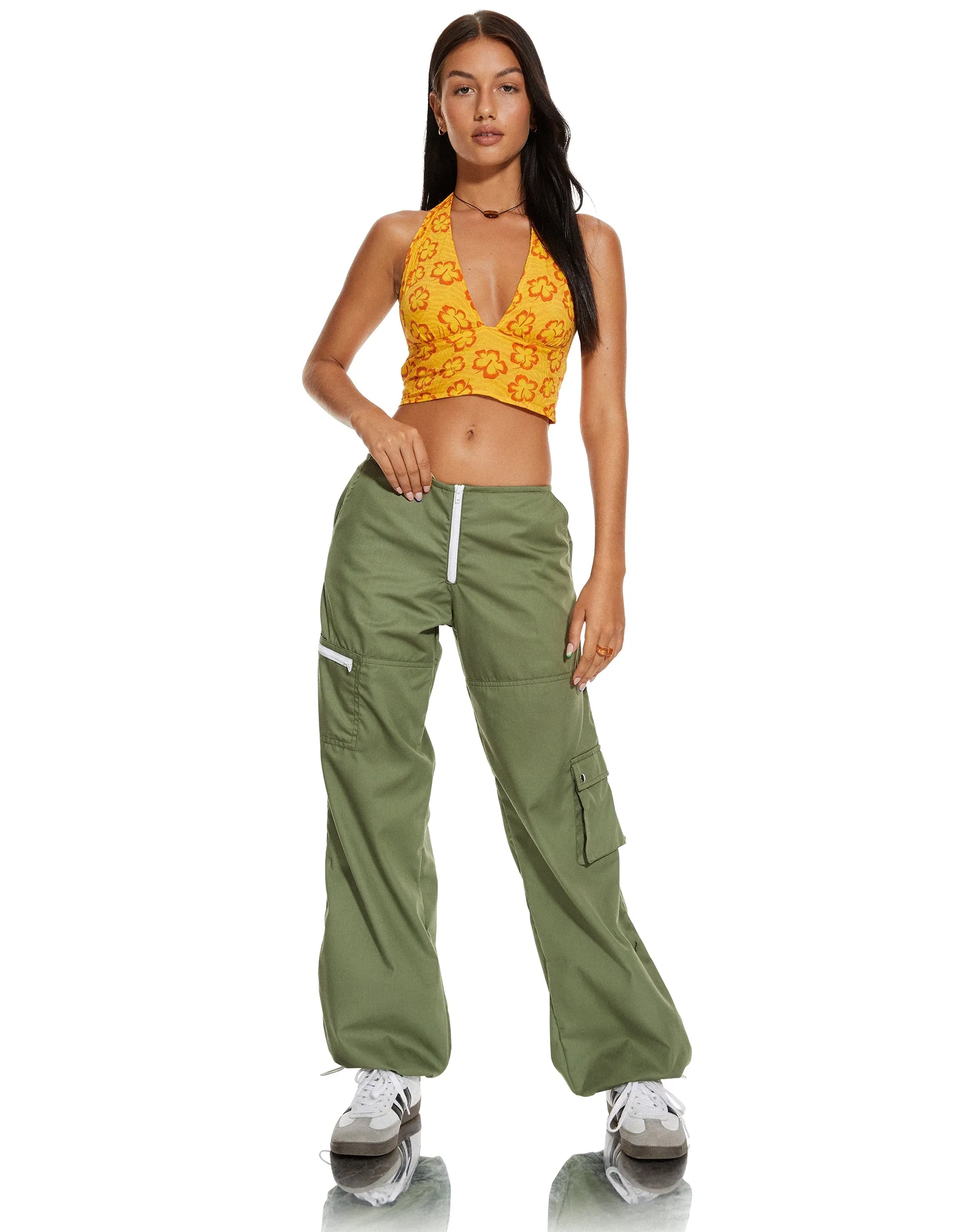 MOTEL X BARBARA Nanda Crop Top in Hibiscus Zebra Orange sold by Motel Rocks product image thumbnail 4