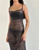 Darsih Maxi Dress in Sequin Mesh Black sold by Motel Rocks