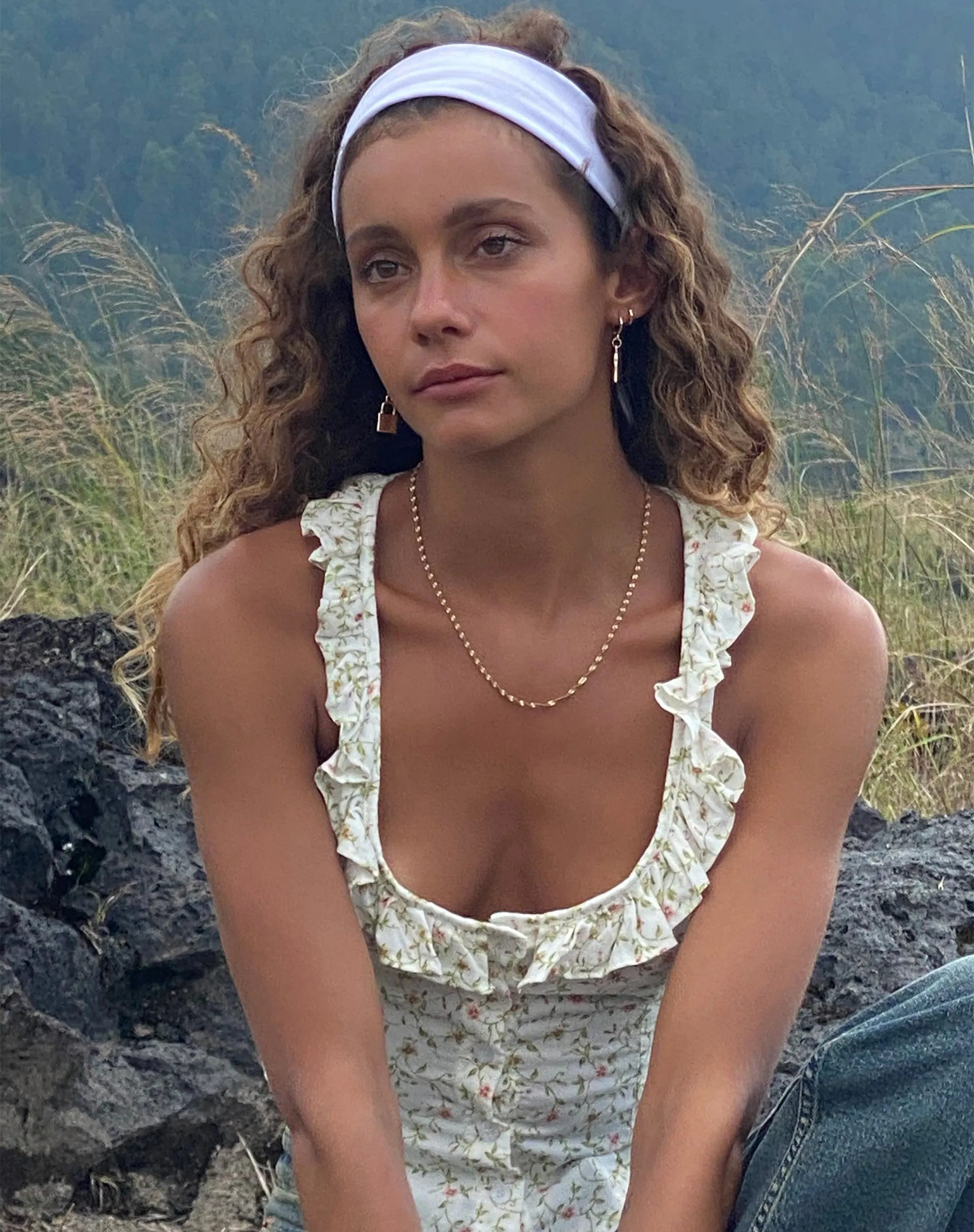 Julka Cami Top in Pretty Petal Ivory sold by Motel Rocks