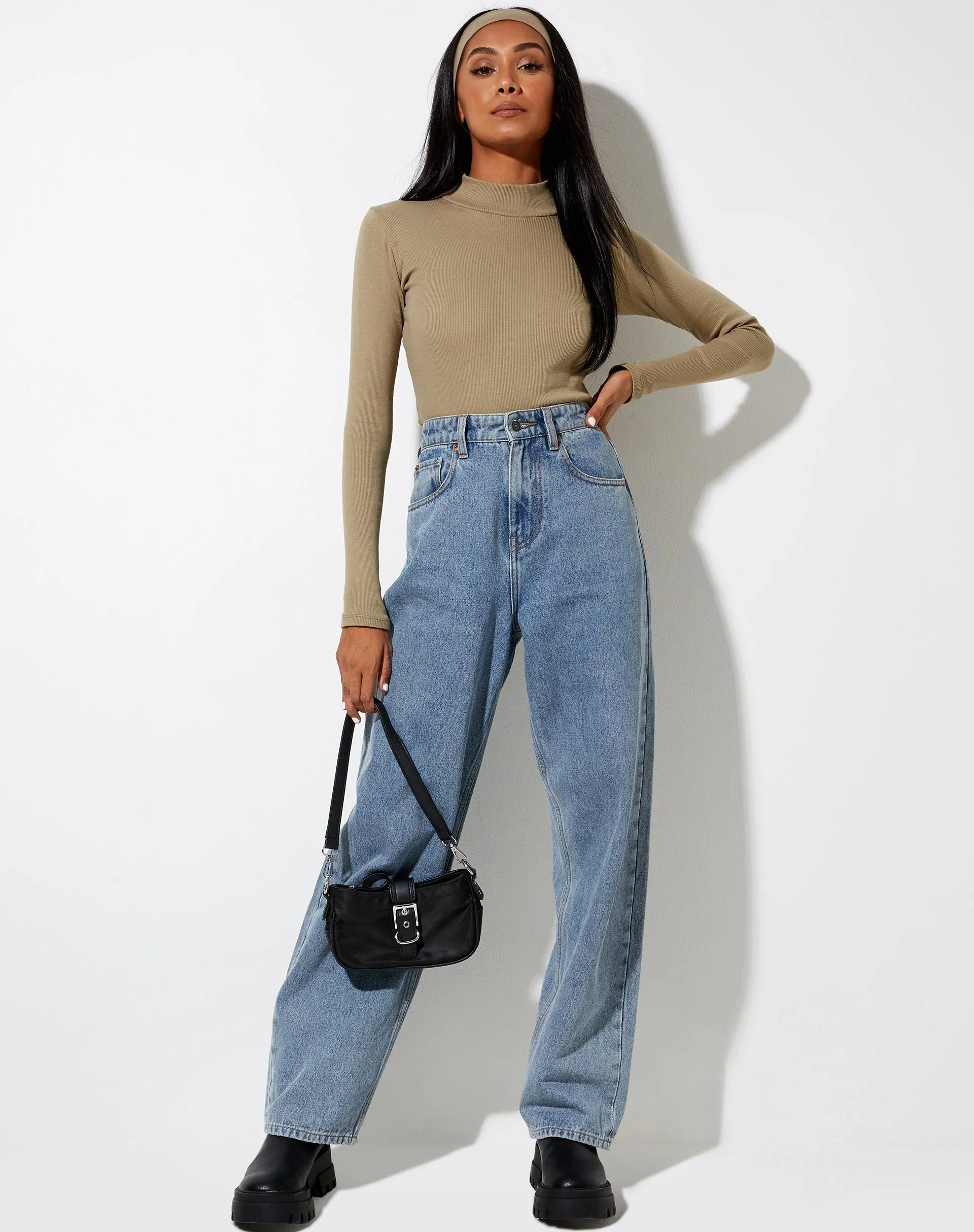 Matri Long Sleeve Top in Rib Eucalyptus sold by Motel Rocks product image thumbnail 4