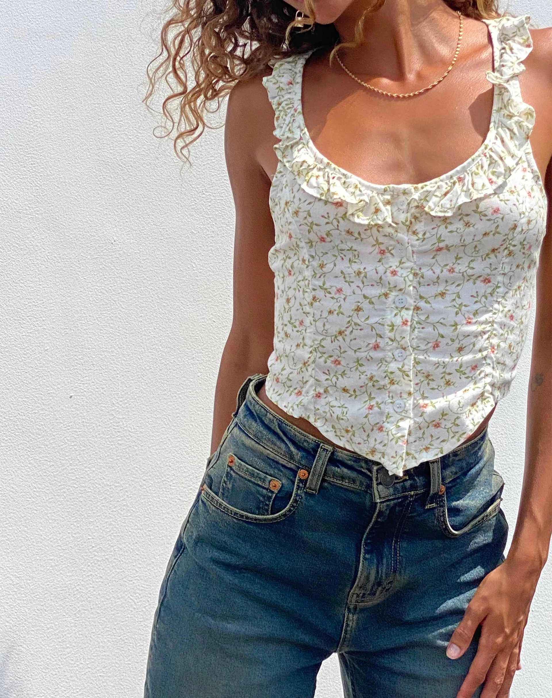 Julka Cami Top in Pretty Petal Ivory sold by Motel Rocks product image thumbnail 2